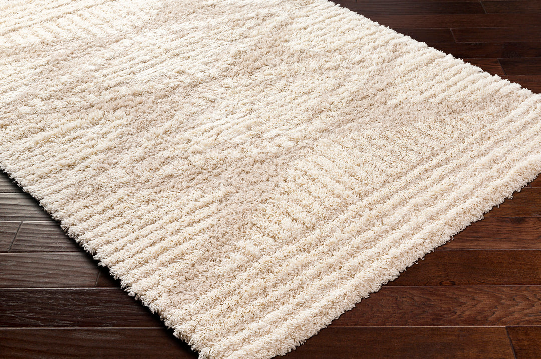 Tapis Shaggy Bohème Blanc/Beige Tuzla