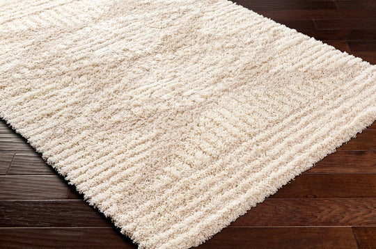Tapis Shaggy Bohème Blanc/Beige Tuzla