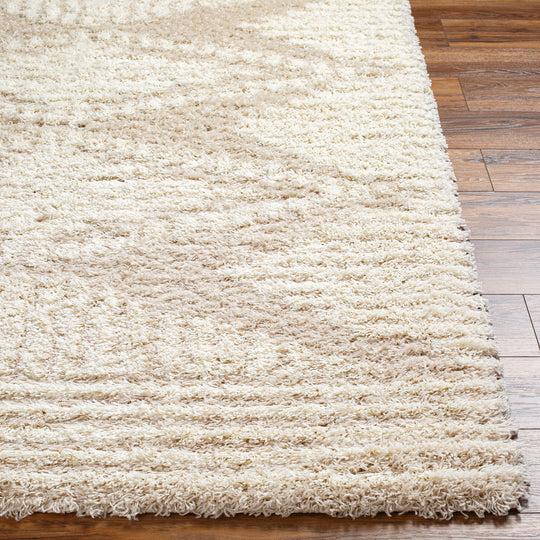 Tapis Shaggy Bohème Blanc/Beige Tuzla