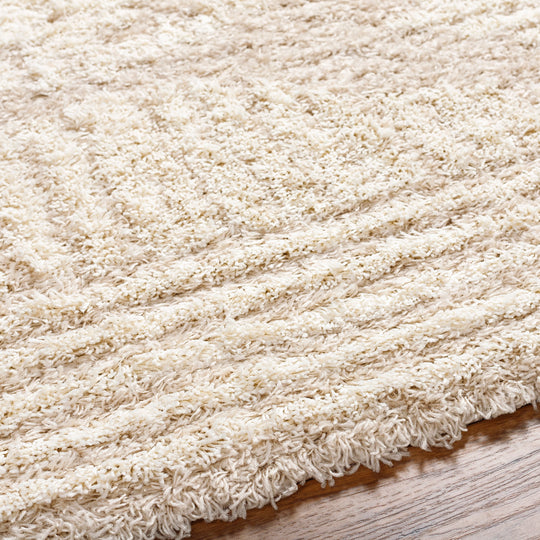 Tapis Shaggy Bohème Blanc/Beige Tuzla