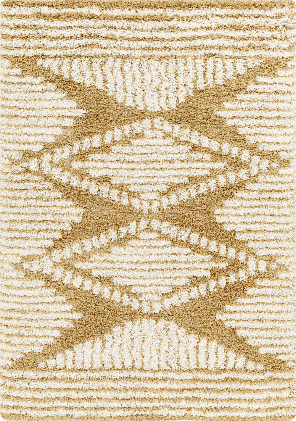 Tapis Shaggy Bohème Blanc/Ocre Tuzla