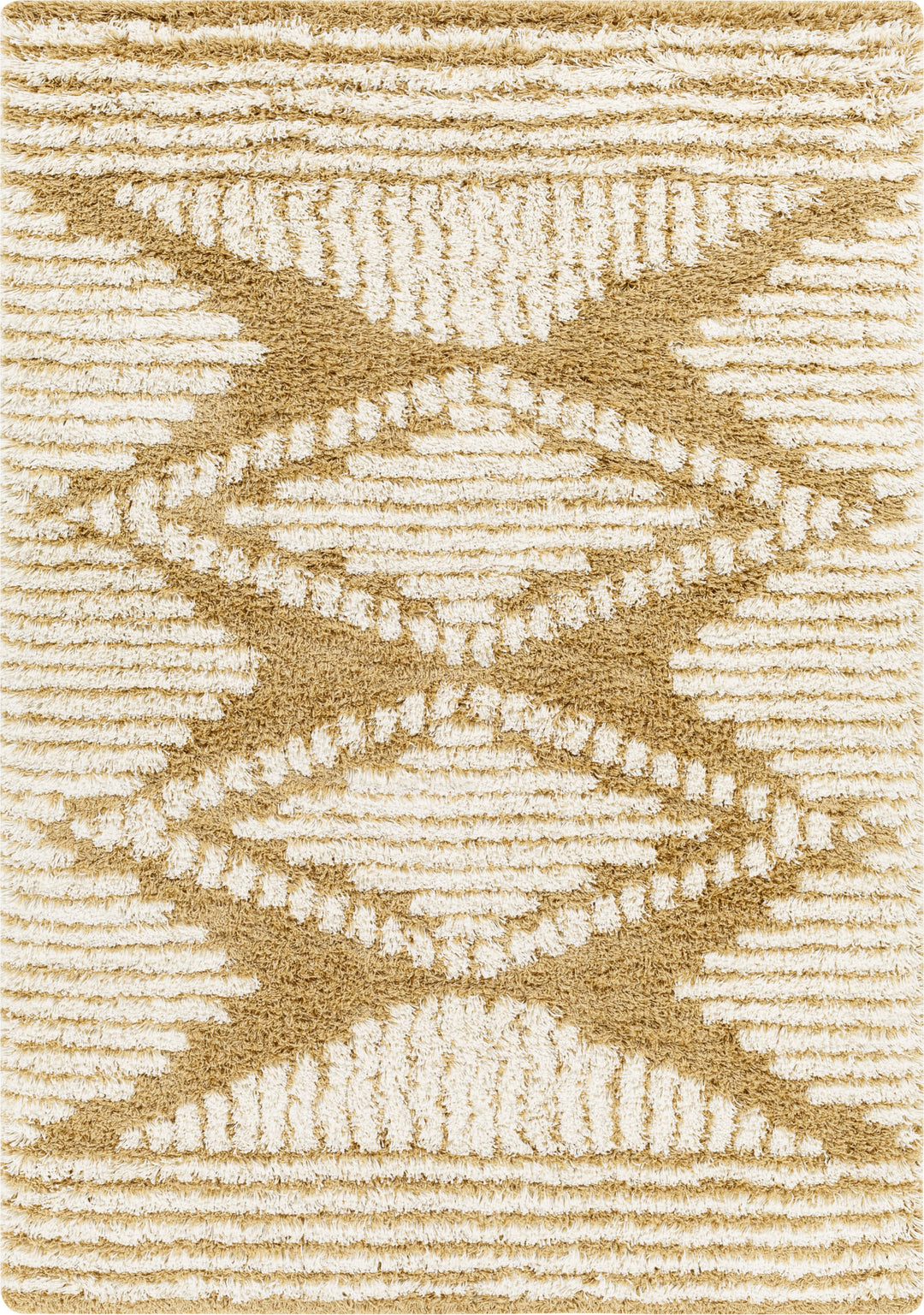 Tapis Shaggy Bohème Blanc/Ocre Tuzla