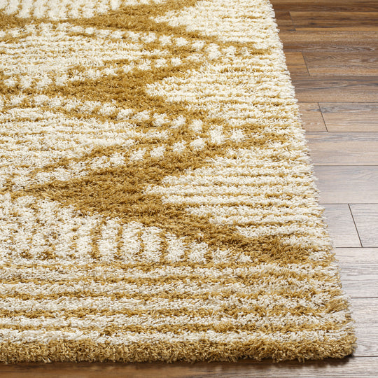 Tapis Shaggy Bohème Blanc/Ocre Tuzla