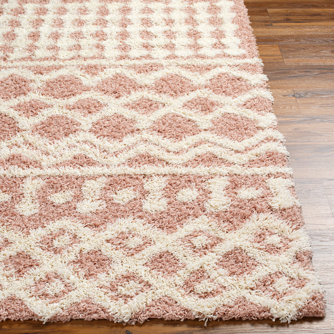 Tapis Shaggy Bohème Rose/Blanc Dubai