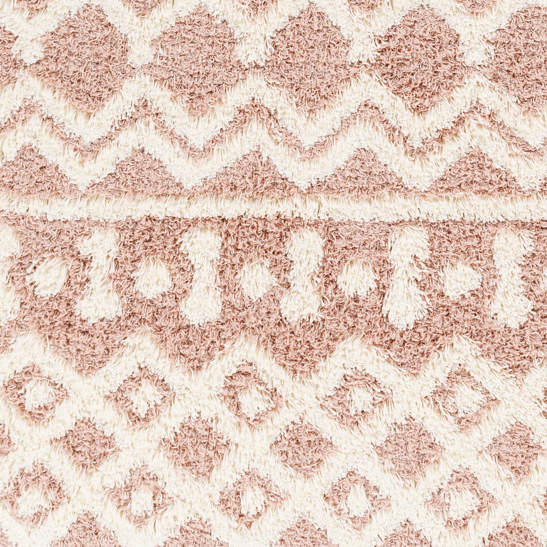 Tapis Shaggy Bohème Rose/Blanc Dubai