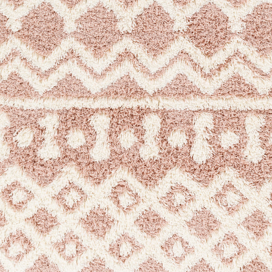 Tapis Shaggy Bohème Rose/Blanc Dubai