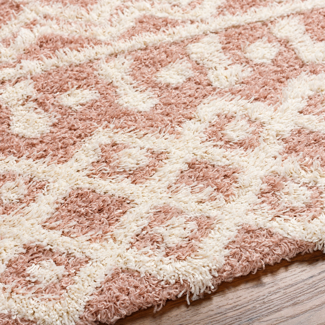Tapis Shaggy Bohème Rose/Blanc Dubai