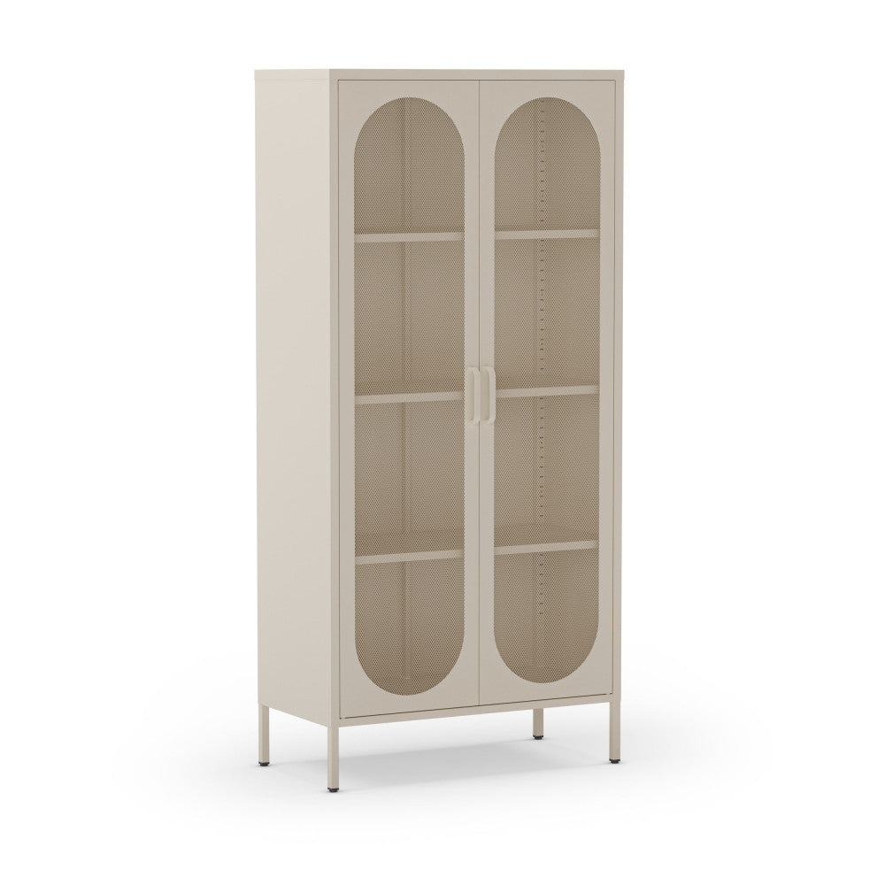 Vaisselier DRAWER Zio 2 portes en métal beige H170cm