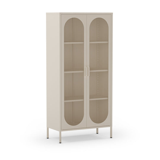 Vaisselier DRAWER Zio 2 portes en métal beige H170cm