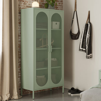 Vaisselier DRAWER Zio 2 portes en métal H170cm Vert Menthe