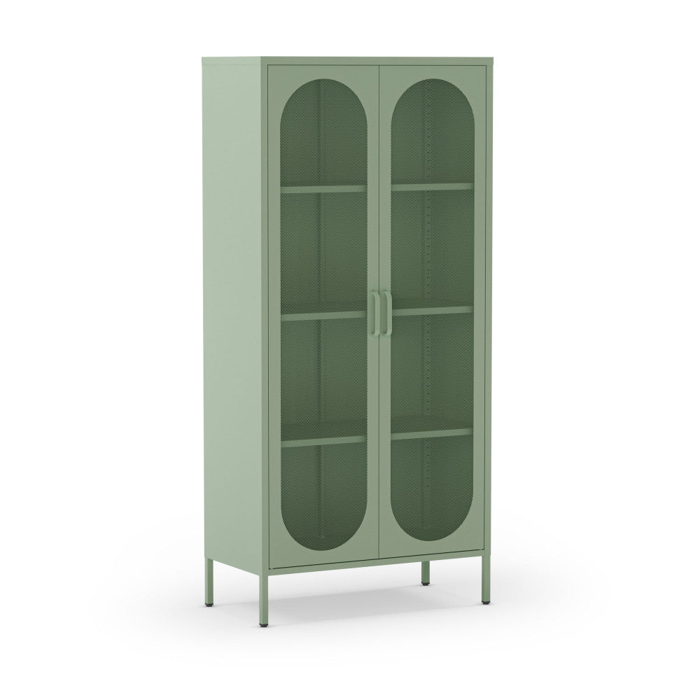 Vaisselier DRAWER Zio 2 portes en métal H170cm Vert Menthe