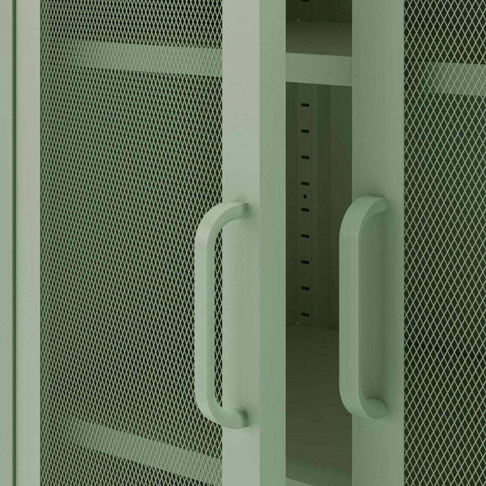 Vaisselier DRAWER Zio 2 portes en métal H170cm Vert Menthe