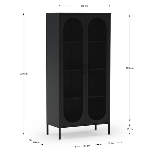 Vaisselier DRAWER Zio Bleu 2 portes en métal H170cm