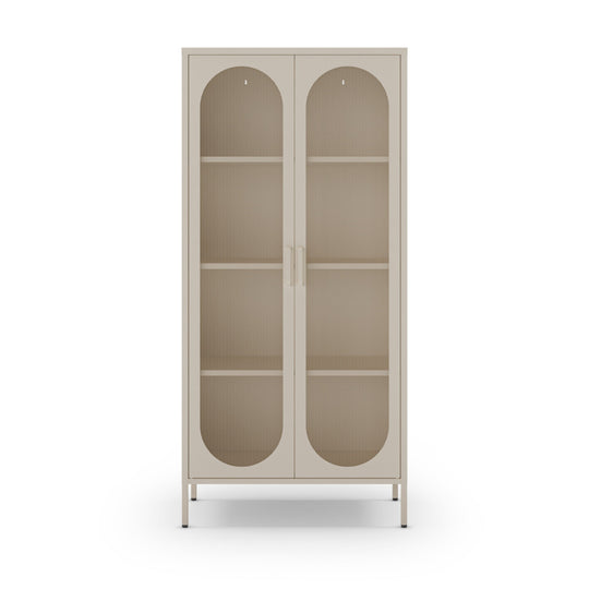 Vaisselier DRAWER Zio 2 portes en métal beige H170cm
