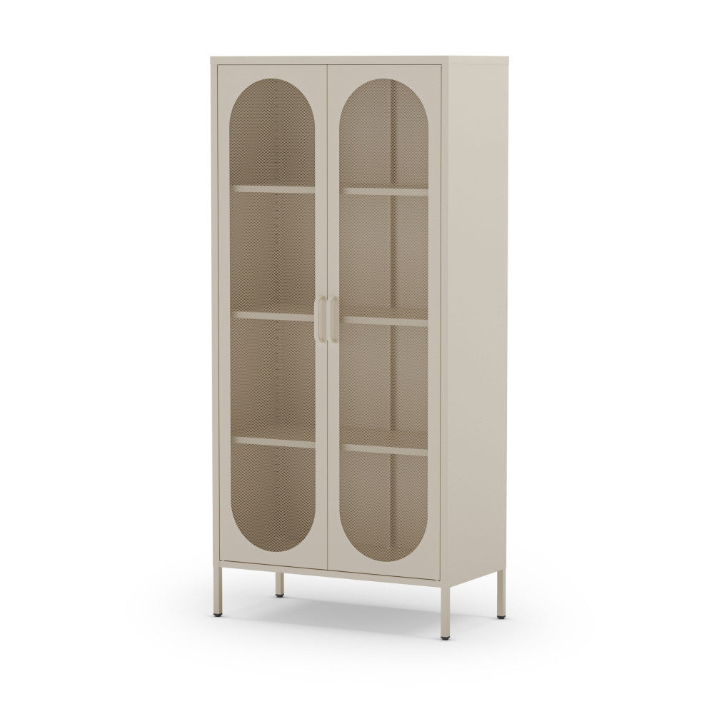 Vaisselier DRAWER Zio 2 portes en métal beige H170cm