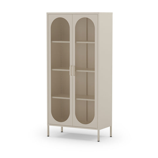 Vaisselier DRAWER Zio 2 portes en métal beige H170cm