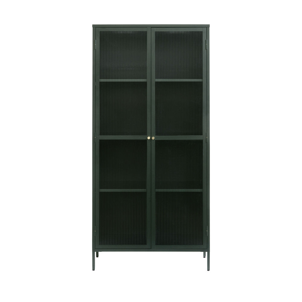 Vaisselier DRAWER 2 portes en verre strié et Metal BJORN 190cm