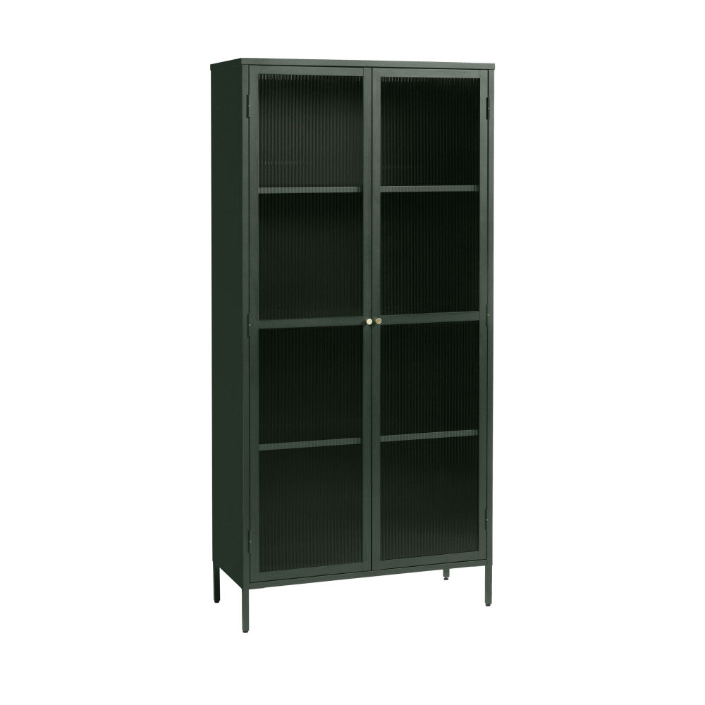 Vaisselier DRAWER 2 portes en verre strié et Metal BJORN 190cm