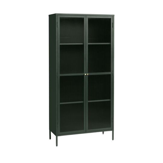 Vaisselier DRAWER 2 portes en verre strié et Metal BJORN 190cm
