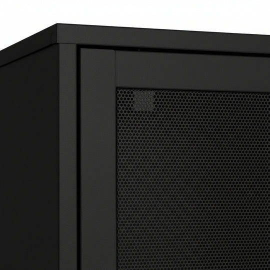 Vaisselier DRAWER Kiso 4 portes 2 niches en métal noir H180cm