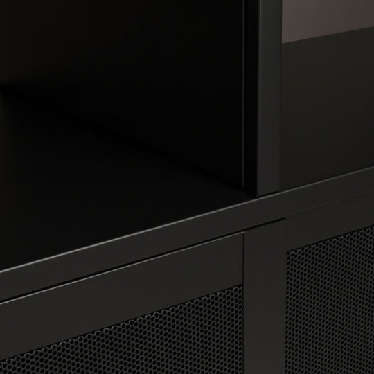 Vaisselier DRAWER Kiso 4 portes 2 niches en métal noir H180cm