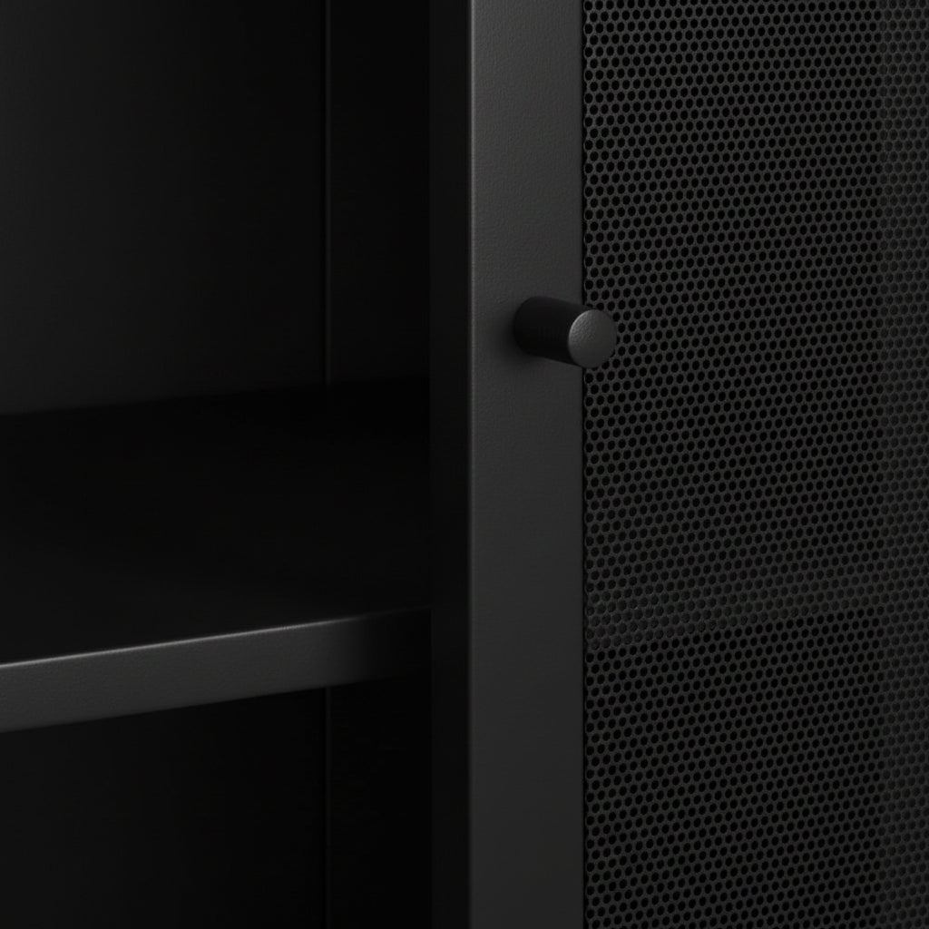 Vaisselier DRAWER Kiso 4 portes 2 niches en métal noir H180cm