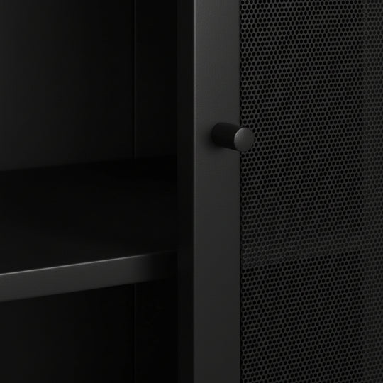 Vaisselier DRAWER Kiso 4 portes 2 niches en métal noir H180cm