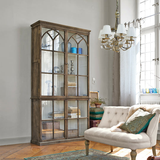 Vitrine LOBERON Garrard en bois marron et portes vitrées — photo produit