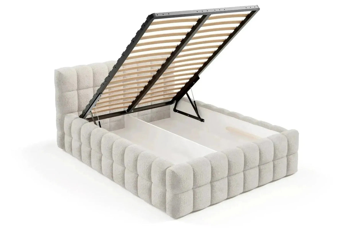 Lit coffre CASANOVA PARIS Voltaire bouclette beige 180x200 — photo produit
