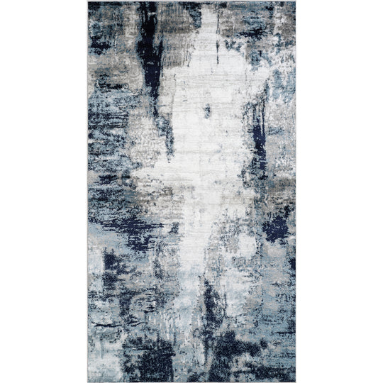 Tapis Abstrait Moderne Bleu/Blanc/Gris Helsinki