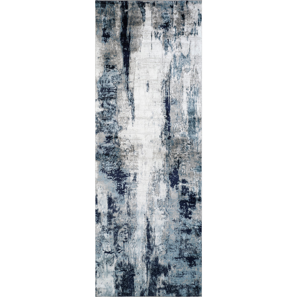 Tapis de Couloir Abstrait Moderne Bleu/Blanc/Gris Helsinki