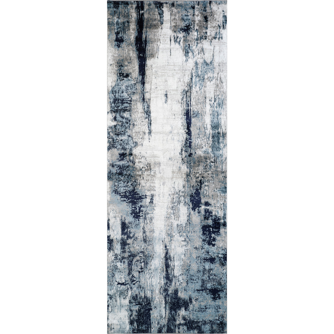 Tapis de Couloir Abstrait Moderne Bleu/Blanc/Gris Helsinki