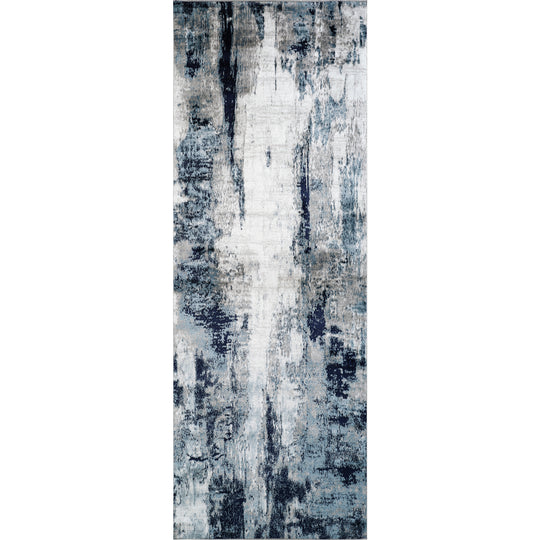 Tapis de Couloir Abstrait Moderne Bleu/Blanc/Gris Helsinki