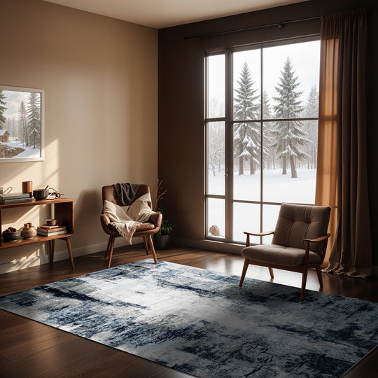 Tapis de Couloir Abstrait Moderne Bleu/Blanc/Gris Helsinki