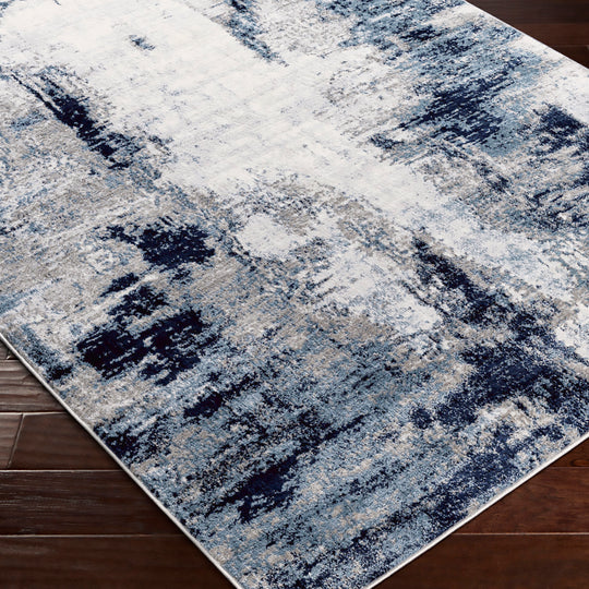 Tapis de Couloir Abstrait Moderne Bleu/Blanc/Gris Helsinki