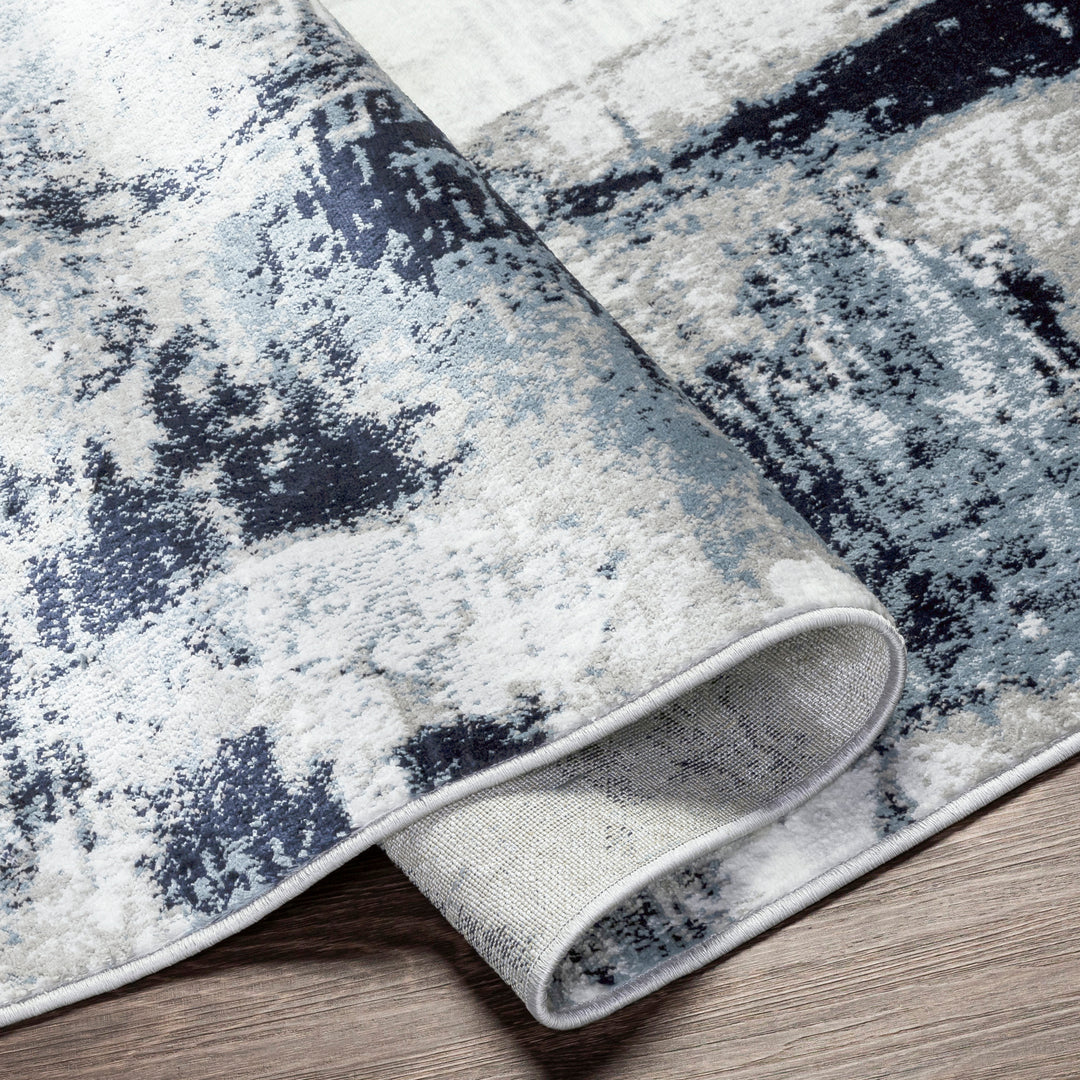 Tapis de Couloir Abstrait Moderne Bleu/Blanc/Gris Helsinki