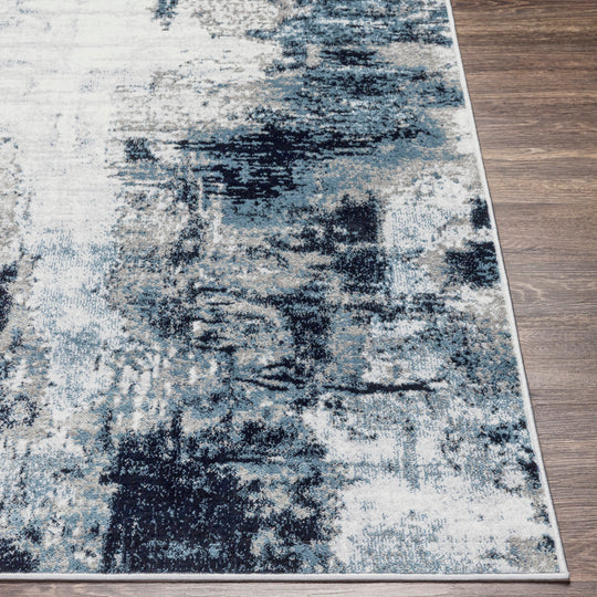 Tapis de Couloir Abstrait Moderne Bleu/Blanc/Gris Helsinki