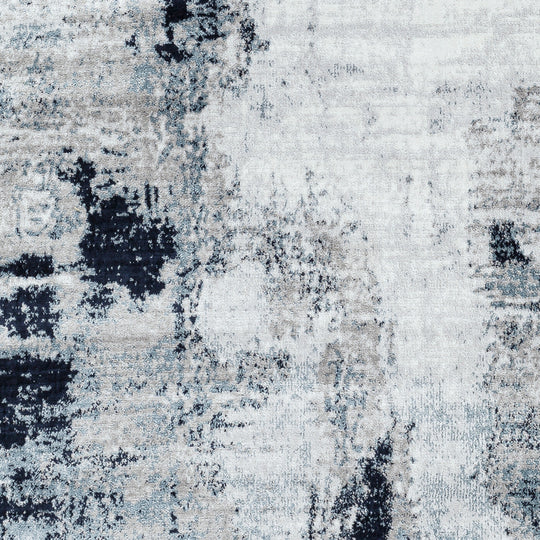 Tapis Rond Abstrait Moderne Bleu/Blanc/Gris Rond Helsinki