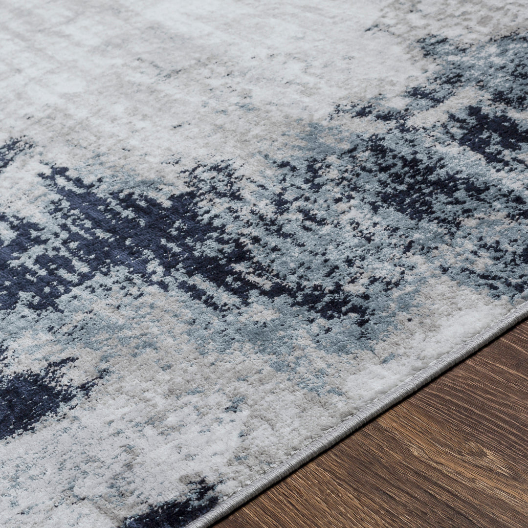 Tapis de Couloir Abstrait Moderne Bleu/Blanc/Gris Helsinki