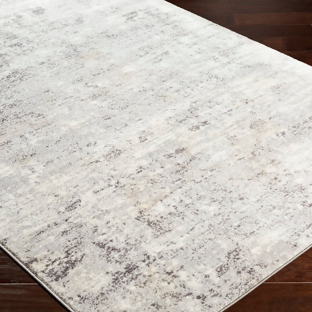 Tapis Rond Abstrait Moderne Gris/Blanc Rond Bangkok