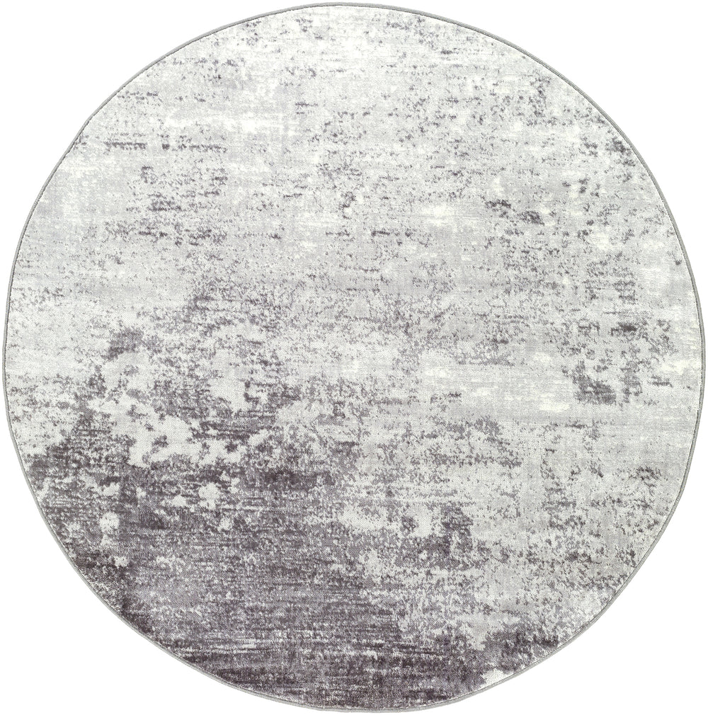 Tapis Rond Abstrait Moderne Gris/Blanc Rond Bangkok