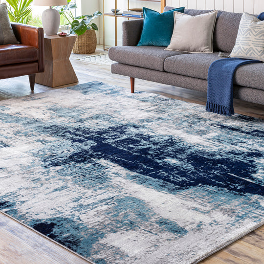 Tapis Abstrait Moderne Bleu/Gris Helsinki