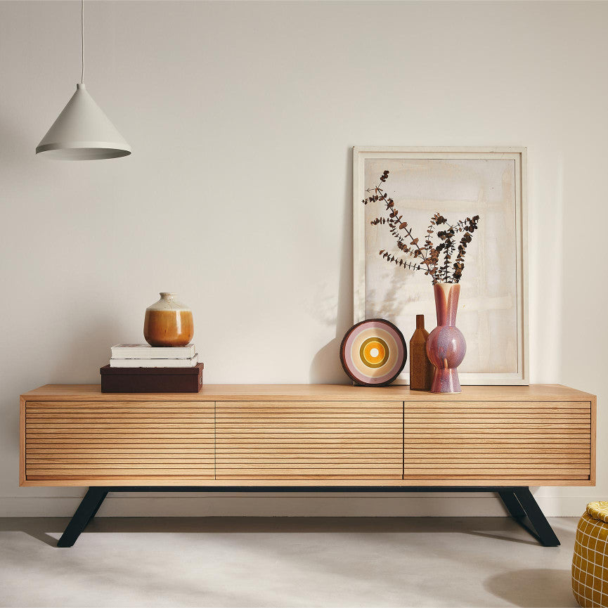 Meuble Tv Lisa Design Zapallar en bois et métal noir 206 Cm