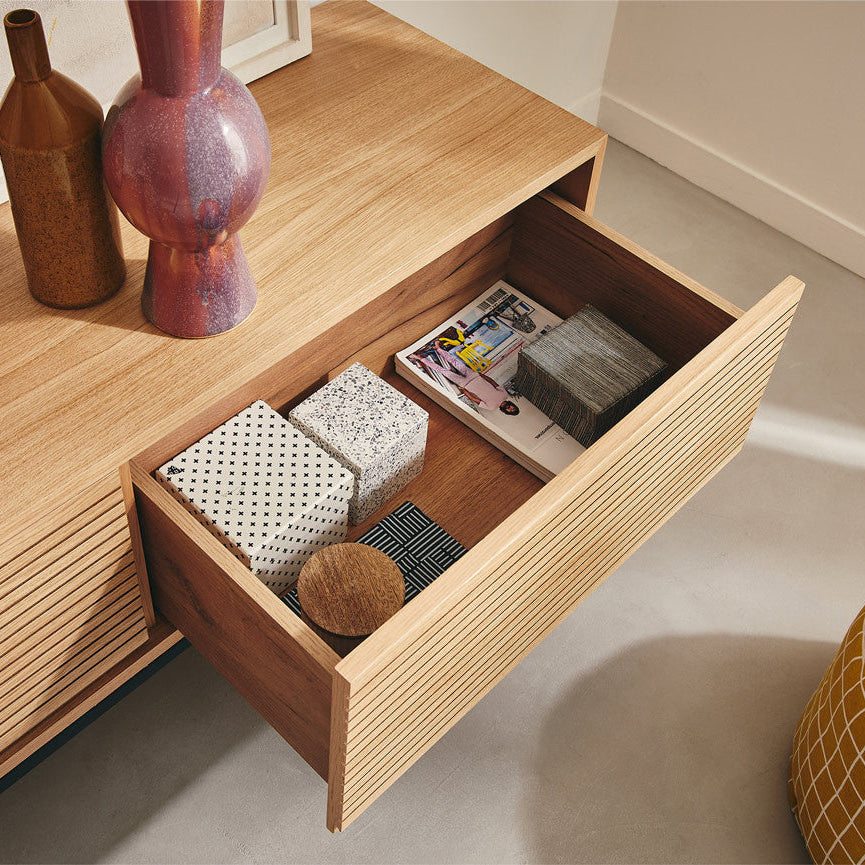 Meuble Tv Lisa Design Zapallar en bois et métal noir 206 Cm