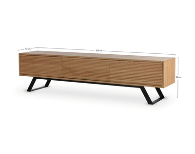 Meuble Tv Lisa Design Zapallar en bois et métal noir 206 Cm