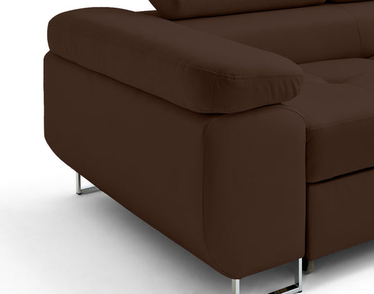 Canapé d'angle droit convertible BEST MOBILIER Zaria 5 places avec coffre et têtières en simili marron