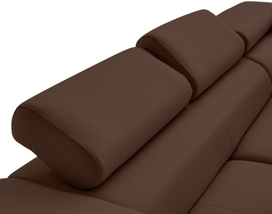 Canapé d'angle droit convertible BEST MOBILIER Zaria 5 places avec coffre et têtières en simili marron