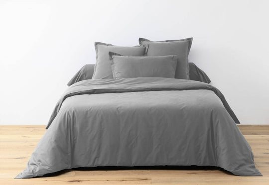 Lot de 2 taies d'oreiller 100% coton gris 50x70cm Baton rouge
