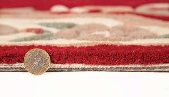 Tapis en laine Aubusson Rouge et beige