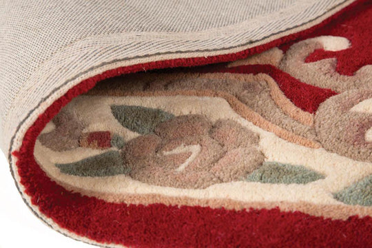 tapis en laine rouge et beige pas cher